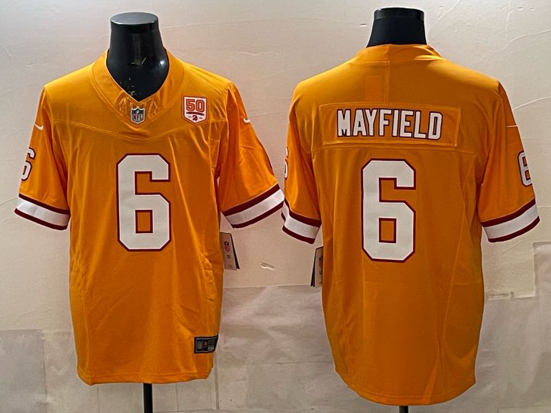Men 2025 Nike Tampa Bay Buccaneers #6 Mayfield orange Throwback 3th generation Limited NFL Jersey 012